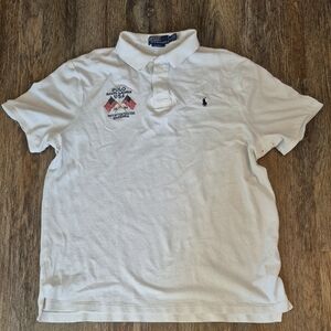Polo Ralph Lauren Men's XL White Polo Shirt USA Flags 1967 Classic Fit